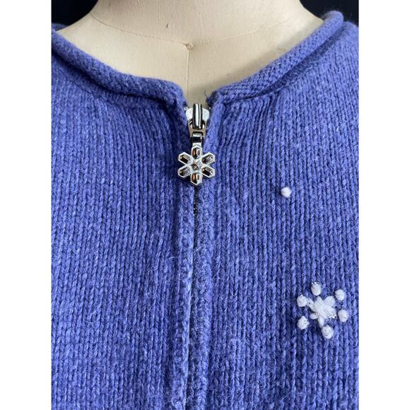 Vintage Ugly Christmas Sweater, Croft & Barrow Petite, Periwinkle Blue Cardigan - Picture 10 of 11